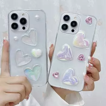 Утолщенный чехол для мобильного телефона Stereo Crystal Love для Apple IPhone16Plus/15ProMax/13/14/12 iPhone 6G/7G/8G/SE2