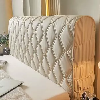 Утолщенный чехол на изголовье кровати с защитой от кошачьих царапин, роскошный стеганый чехол из искусственной кожи «все включено», прикроватный пылезащитный чехол W120xH70cm коричневый