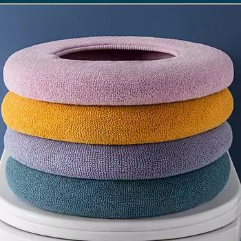 Утолщенный чехол на сиденье унитаза, зимний теплый мягкий моющийся коврик для туалета, чехол для сиденья, крышка для унитаза, чехол для биде, аксессуары для ванной комнаты жёлтый