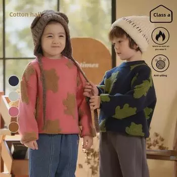 Утолщенный детский вязаный свитер из серии Winter Mountain 2024 110 темно-синий