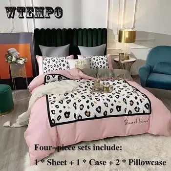 Утолщенный длинный бархатный шерстяной твил, четыре комплекта хлопкового пододеяльника в леопардовую полоску, одинарный хлопковый комплект постельного белья 1,8 м, 2 метра King
