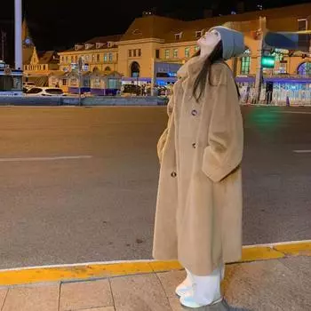 Утолщенный длинный воротник пальто осенне-зимнее меховое интегрированное меховое женское пальто с защитой окружающей среды S дубильная кора