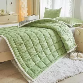 Утолщенный фланелевый наматрасник, зимняя теплая мягкая нескользящая простыня для домашнего общежития, покрывало размера «queen size», складной тонкий татами 90x200cm-1pc