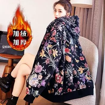 Утолщенный флисовый кардиган свитер женская версия ленивый ветер длинный рукав топ в модном пальто 2XL [170-100kg]