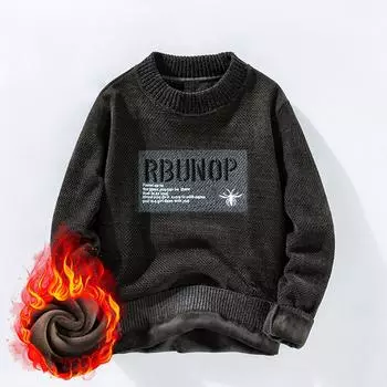 Утолщенный флисовый свитер Chenier, мужской осенне-зимний вязаный свитер с круглым вырезом, модный супермягкий флис, модная корейская версия, теплая зимняя одежда M