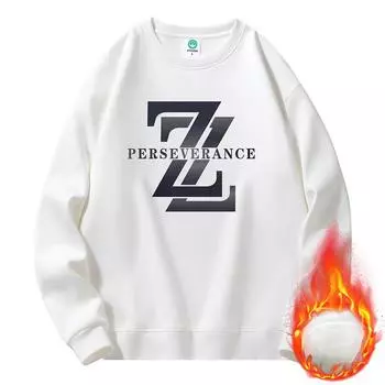 Утолщенный флисовый свитер с круглым вырезом, мужской и женский, модный свободный свитер, зимний утолщенный M белый