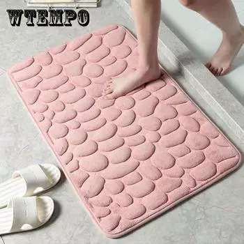 Утолщенный галечный коврик для умывальника, туалета, нескользящий коврик, впитывающий коврик для ванной комнаты, коврик для входной двери, массажный коврик для ног 40*60cm озеро синий