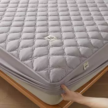 Утолщенный хлопковый защитный чехол для матраса, роскошная эластичная простыня, дышащая, нескользящая, наматрасник, размер King Queen Single Double 2xPillowcase NOSHEET