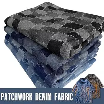 Утолщенный хлопок, вымытый деним, ткань, джинсы, пальто, одежда, рубашка, брюки, фартук, сделай сам, тонкая куртка, платье, шитье, синий, черный 50X170cm