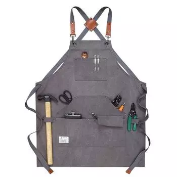 Утолщенный холст с несколькими карманами, ремесленный садоводческий рабочий фартук для барбекю, авторемонтный техник, инструмент, фартук Length 74cm