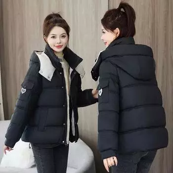 Утолщенный и модный! Короткая хлопковая куртка свободного кроя для женщин — идеально подходит для зимы M белый