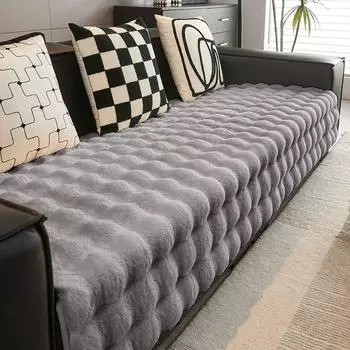 Утолщенный искусственный мех кролика плюшевый чехол для дивана нескользящий мягкий диван полотенце чехол для подушки для дивана для гостиной современный домашний декор 70*70cm