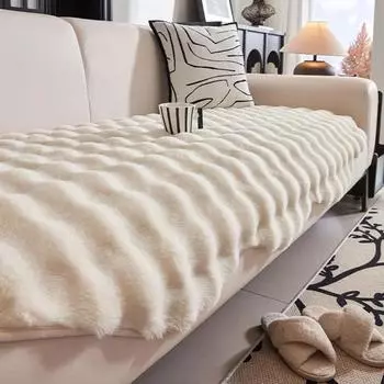 Утолщенный искусственный мех кролика плюшевый чехол для дивана нескользящий мягкий диван полотенце чехол для подушки для дивана для гостиной современный домашний декор 70x70