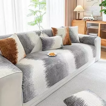 Утолщенный искусственный мех плюшевый диван чернильный твил чехол нескользящий мягкий диван полотенце диванная подушка для гостиной современный домашний декор 70x70cm 1pcs