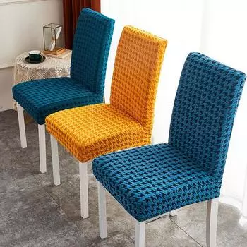 Утолщенный клетчатый чехол на стул, эластичный универсальный чехол для гостиной, отеля, обеденный стол, чехол на стул, чехол на стул, защита мебели 1pcs оранжевый