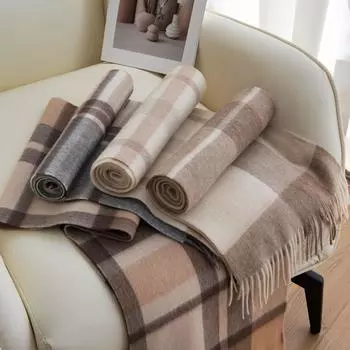 Утолщенный клетчатый шарф из 100% шерсти, женский высококачественный модный теплый шерстяной шарф, удобная шаль