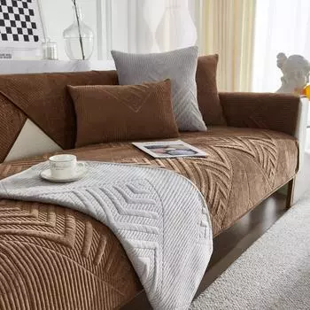 Утолщенный короткий плюшевый чехол для дивана, чехол для гостиной, нескользящий секционный угловой диван, полотенце для дивана, 1/2/3/4-местный 70x70