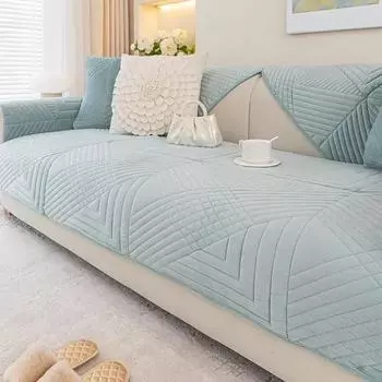 Утолщенный короткий плюшевый чехол для дивана для гостиной, однотонное полотенце для дивана, нескользящий коврик для дивана L-образной формы, защитный чехол для дивана для дома A 70x70