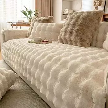 Утолщенный кроличий мех плюшевый диванный чехол нескользящий мягкий ворсистый диван полотенце диванная подушка для гостиной современный домашний декор A 70x70