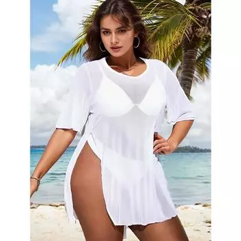 Утолщенный купальник большого размера для женщин, сексуальная и тонкая дышащая сетчатая блузка для отдыха с защитой от солнца XL