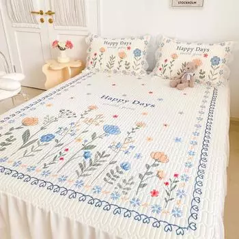 Утолщенный латексный коврик для сна, юбка-кровать, комплект из трех маленьких свежих высококачественных шифоновых кружев, которые можно стирать и складывать. 150*200+45cm 48*74*2