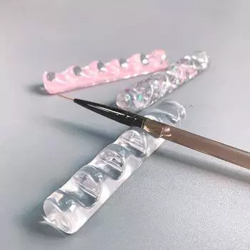 Утолщенный многоцветный держатель для ручек для дизайна ногтей из смолы с 5 прозрачными сетками