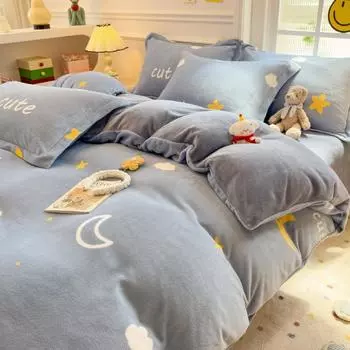 Утолщенный молочный флис, комплект из четырех пододеяльников, двухсторонний флис, комплект из трех предметов для спальни 1.2m bed