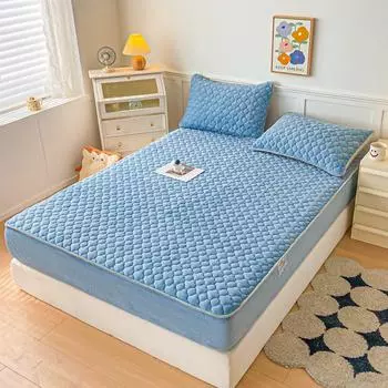 Утолщенный молочный флис, ламинированный хлопок, шапочка, трехсекционный домашний матрас, нескользящий чехол для кровати, универсальный защитный чехол Simmons 90*200cm