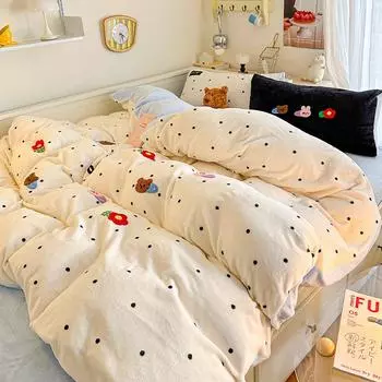 Утолщенный молочный флис, состоящий из четырех частей, теплый флис, трехсекционное одеяло, простыня 1.2m bed