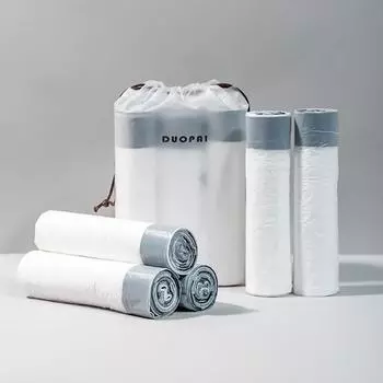 Утолщенный мусорный мешок с завязкой, одноразовый бытовой прозрачный мусорный мешок для использования в общежитии, гостиной, кухонных мусорных мешках Thicken 50x55cm&1 roll of 15 pcs серый