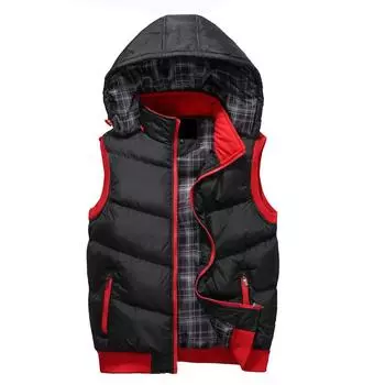 Утолщенный мужской хлопковый жилет с капюшоном, повседневный модный жилет, мужская куртка M