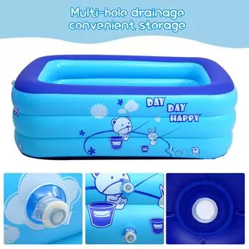 Утолщенный надувной бассейн, семейная летняя уличная водная игровая ванна для бассейна с пузырьковым дном для детей 110cm