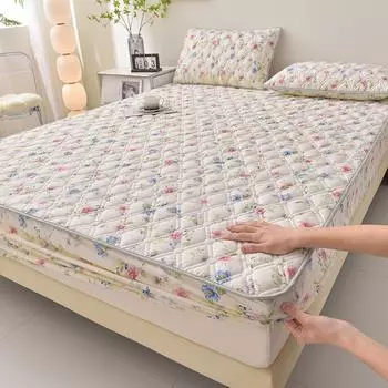 Утолщенный наматрасник для дома, Funda de colchn, 100% хлопок, простыня, королевский размер, покрывала с цветочным рисунком 150x200(нет наволочки) 100x200x35cm 1pc