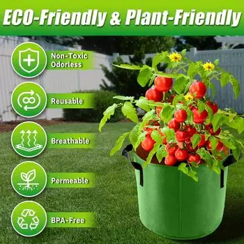 Утолщенный нетканый мешок для посадки Красивый мешок для посадки в саду и на балконе One Size зелёный