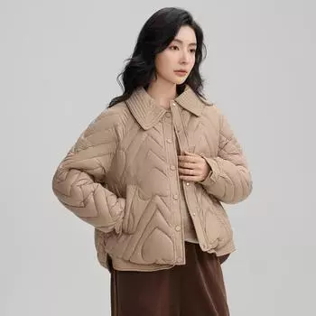 Утолщенный новый лацкан короткое хлопковое пальто женское утолщенный маленький ароматный воротник рубашки свободное универсальное хлопковое пальто женское M чёрный