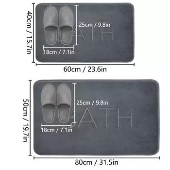 Утолщенный однотонный вышитый коврик для ванной комнаты, устойчивый к грязи, нескользящий, мягкий, коврик для туалета, коврик для душевой комнаты, впитывающий воду коврик для ног 400MMx600MM светло-серый