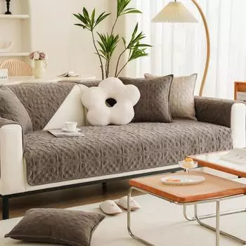 Утолщенный плюшевый чехол для дивана для гостиной, однотонный нескользящий диван, подушка, коврик, жаккардовый чехол для дивана, мягкое кресло, диван, полотенце для дома