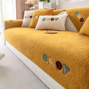 Утолщенный плюшевый чехол для дивана для гостиной, теплое зимнее полотенце для дивана, универсальный нескользящий коврик для дивана, одеяло, подушка для дивана, домашний декор A 70x70