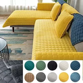 Утолщенный плюшевый чехол для дивана, европейский универсальный чехол для дивана, нескользящий чехол для дивана, простой нескользящий чехол для сиденья, ткань для полотенца 70*70 армия зеленый