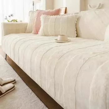 Утолщенный плюшевый чехол для дивана из кролика, полотенце, универсальный нескользящий коврик для дивана, зимние теплые чехлы для дивана, подушка для дивана для гостиной и дома 30x50 pillowcase 1pc