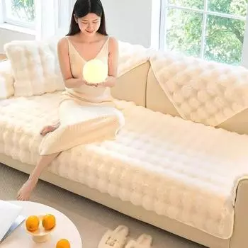 Утолщенный плюшевый чехол для дивана, наволочка, нескользящее мягкое полотенце для дивана, подушка для дивана, гостиная, современный домашний декор, чехол для стула, дивана 70*70cm розовый