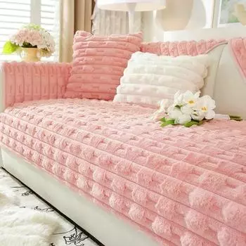 Утолщенный плюшевый чехол для дивана, новое полотенце в китайском стиле, универсальный нескользящий коврик для дивана, теплые чехлы для дивана, подушка для дивана для гостиной и дома 70x70