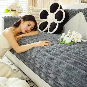 Утолщенный плюшевый чехол для дивана, новое полотенце в китайском стиле, универсальный нескользящий коврик для дивана, теплые чехлы для дивана, подушка для дивана для гостиной и дома 70x70cm 1pcs