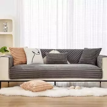 Утолщенный плюшевый чехол для дивана с изображением кролика, зимний теплый диван, полотенце, подушка для дивана, однотонный нескользящий коврик для дивана для гостиной, домашний декор A 70x70cm 1pc