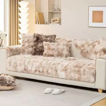 Утолщенный плюшевый чехол для дивана с изображением кролика, теплый нескользящий чехол для диванной подушки, мягкий роскошный европейский диван, полотенце для гостиной, декор для дивана A 70x70cm 1pc