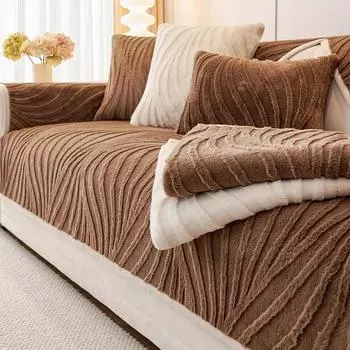 Утолщенный плюшевый чехол для дивана с изображением кролика для гостиной, теплое зимнее полотенце для дивана, нескользящий однотонный коврик для дивана, одеяло, подушка для дивана 70x70