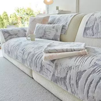 Утолщенный плюшевый чехол для дивана с изображением кролика, однотонный нескользящий диван, полотенце, теплые зимние утолщенные чехлы для дивана для декора гостиной 70x70 A