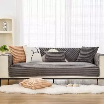 Утолщенный плюшевый чехол для дивана с изображением кролика, зимний теплый диван, полотенце, подушка для дивана, однотонный нескользящий коврик для дивана для гостиной, домашний декор A 70x70