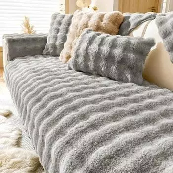 Утолщенный плюшевый чехол для дивана с изображением кролика, нескользящий мягкий чехол для дивана, полотенце, подушка для сиденья, чехол для мебели в гостиной A 70x70