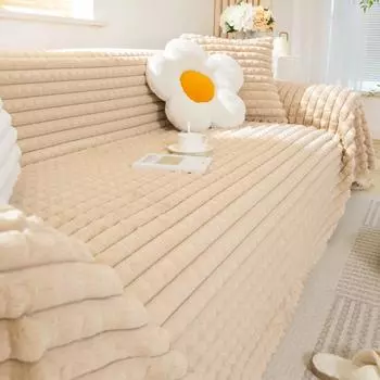 Утолщенный плюшевый чехол для дивана с кроликом зимой, полное полотенце, теплая подушка для дивана, плюшевый чехол для дивана 180*130cm